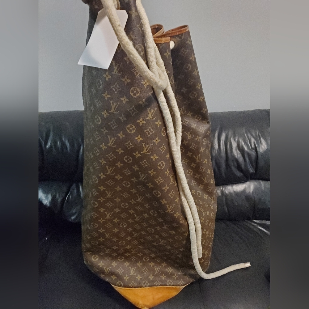 Huge Leather LV Logo Monogrammed laundry bag